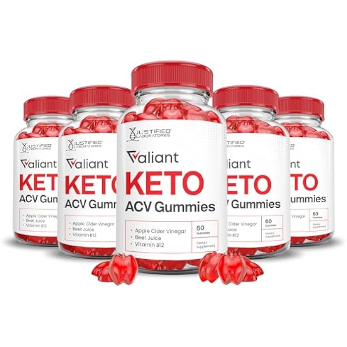 Justified Laboratories (5 Pack) Valiant Keto ACV Gummies Advanced Formula 1000MG Valant Keto Gummies Apple Cider Vinegar Formulated with Pomegranate Beet Juice Powder B12 Vegan Non GMO 300 Gummys - Image 1