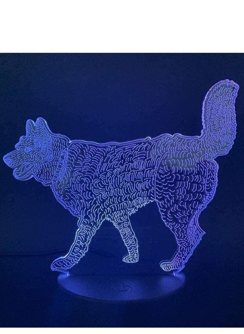 3D Optical Illusion Multicolor Night Light 16 Colors Remote Control Optical LED Night Light Desk Lamp Touch Table Nightstand Light Picture Wolf