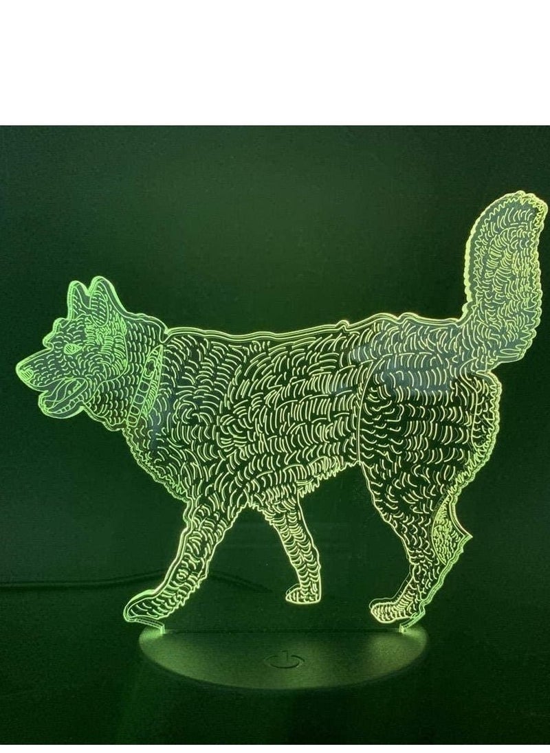 3D Optical Illusion Multicolor Night Light 16 Colors Remote Control Optical LED Night Light Desk Lamp Touch Table Nightstand Light Picture Wolf