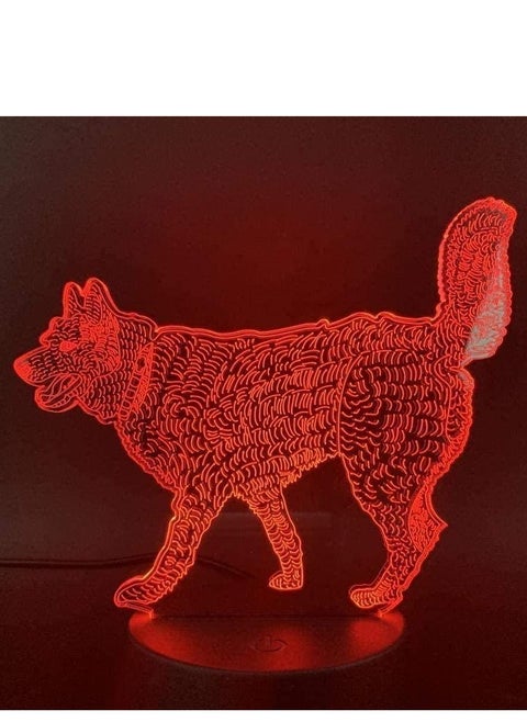 3D Optical Illusion Multicolor Night Light 16 Colors Remote Control Optical LED Night Light Desk Lamp Touch Table Nightstand Light Picture Wolf