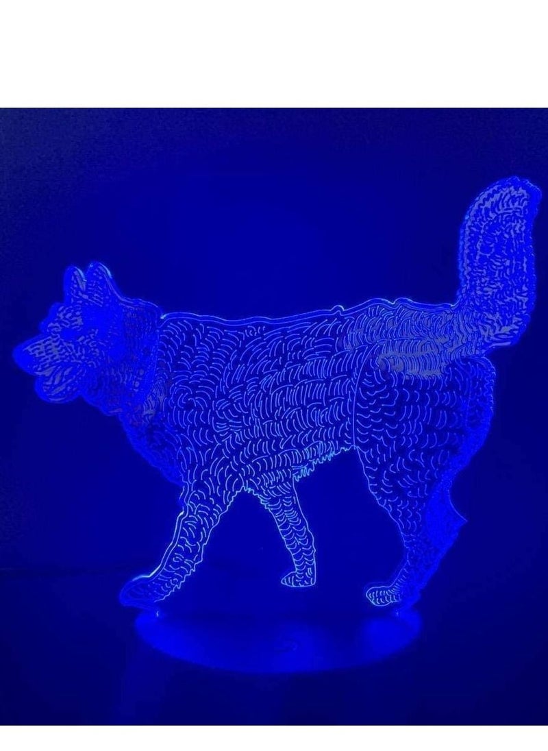 3D Optical Illusion Multicolor Night Light 16 Colors Remote Control Optical LED Night Light Desk Lamp Touch Table Nightstand Light Picture Wolf