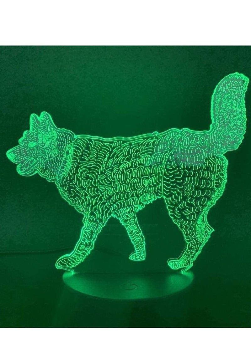 3D Optical Illusion Multicolor Night Light 16 Colors Remote Control Optical LED Night Light Desk Lamp Touch Table Nightstand Light Picture Wolf