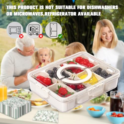 KocelFir Snack Box Container, Divided Serving Tray with Lid and Handle Snackle Box Container, Snack Organizer for Adults Fruit, Veggie, Perfect for Party, Entertaining - Image 3