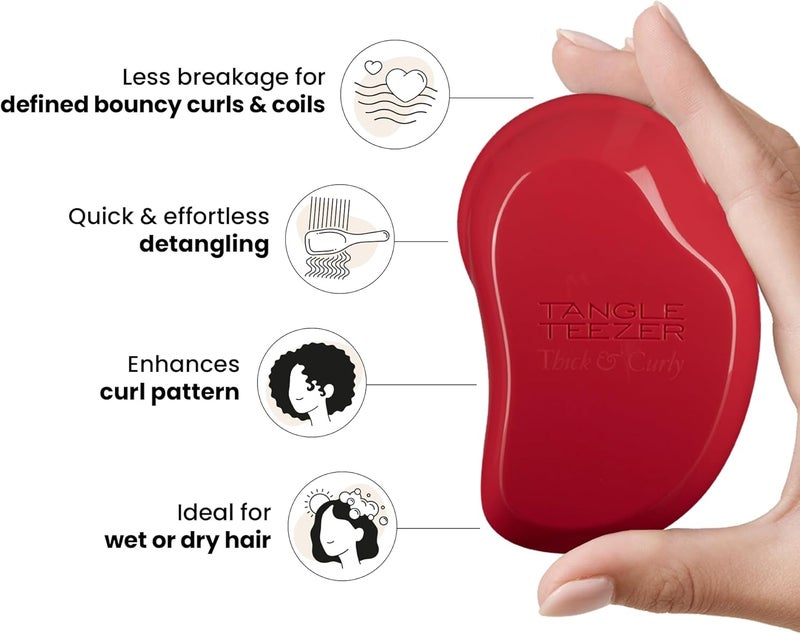 TANGLE TEEZER , Thick and Curly Detangling Hairbrush, Salsa Red - Image 4