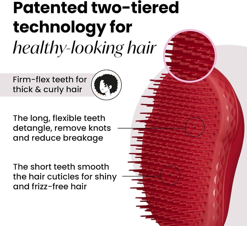 TANGLE TEEZER , Thick and Curly Detangling Hairbrush, Salsa Red - Image 2