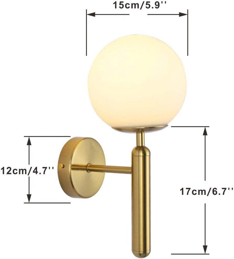 SVDK Corded Electric Golden Wall Light Sconce Mid Century Industrial Matte Globe Glass Wall Light Bulb Not Included - Image 3