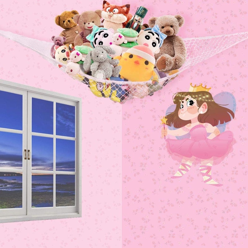 TTSAM Hammock Mesh Toy Net Stuffed Animal Hammock Mesh Toys Net for Kids Jumbo Large Storage Mesh Net for Pet Corner Animal Hammock Stuffed Animals Wall Hanging Organizer Christmas Gift White - Image 2