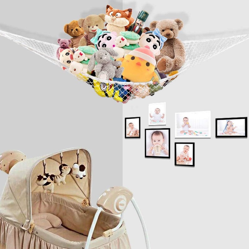 TTSAM Hammock Mesh Toy Net Stuffed Animal Hammock Mesh Toys Net for Kids Jumbo Large Storage Mesh Net for Pet Corner Animal Hammock Stuffed Animals Wall Hanging Organizer Christmas Gift White - Image 4