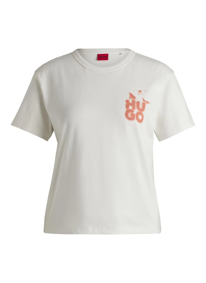 HUGO Cotton T-shirt with seasonal graphic print
