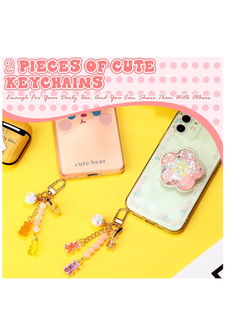2 Pieces Cute Bear Keychain Resin Candy Color Animal Bear Keychains Charms Car Keys Bag Pendant Girls Jewelry Gift Keyring - Image 4