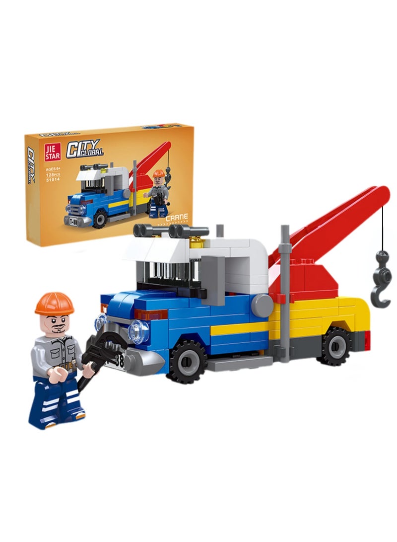 Children's Self-assembled Engineering Car Boy Small Building Block Toy Model(Boxed Crane 128PCS)  - Image 1