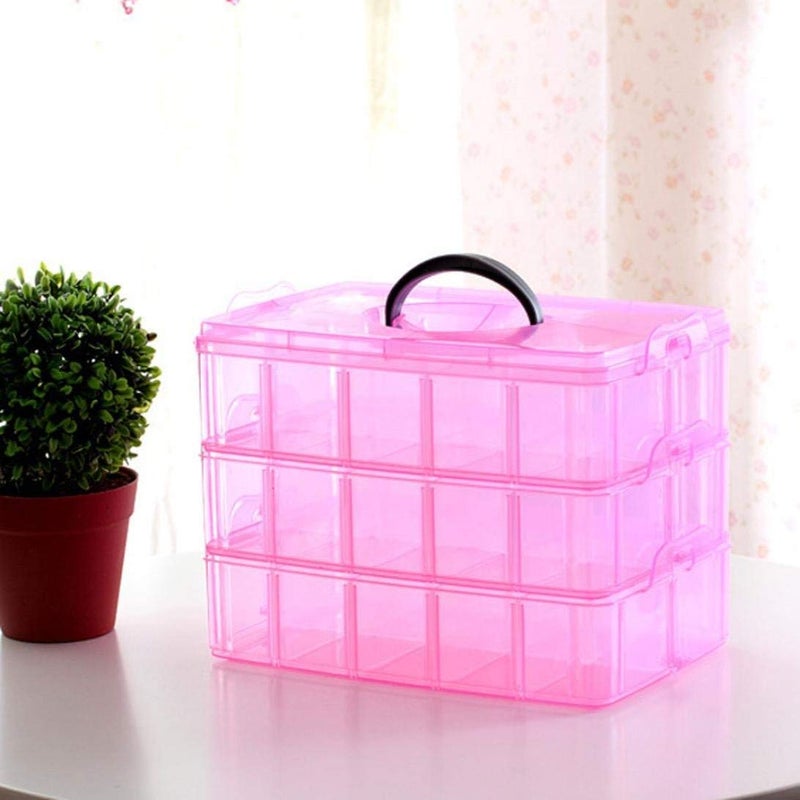KARTUNBOX 30 Grid Plastic Multi Utility Storage Box With 3 Removable Layers Storage Box Detachable Box Organizer Case For Jewellery Sewing Button Earrings 30 Grid MultiColor Multicolor Rectangular - Image 4