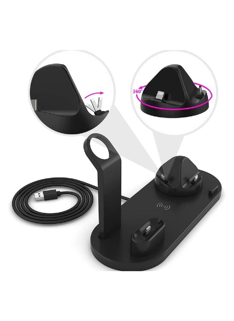 Generic - Wireless Charger,6 in 1 Wireless Fast Charging, Stand for Apple Watch Series 6/SE/5/4/3/2/1, Qi Wireless Charging Dock for iPhone 12/11/Pro/Max/XS/Max/XR/XS/X - Image 1