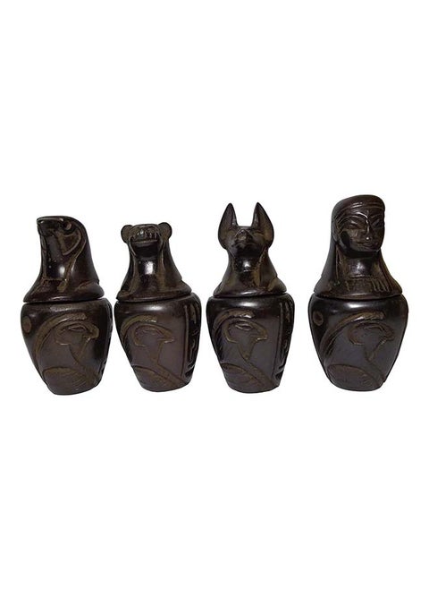 Set Of 4 Egyptian Ancient Canopic Jars Canopy Jar Organs Storage Statue Statues Pharaoh Pharaohs Collection