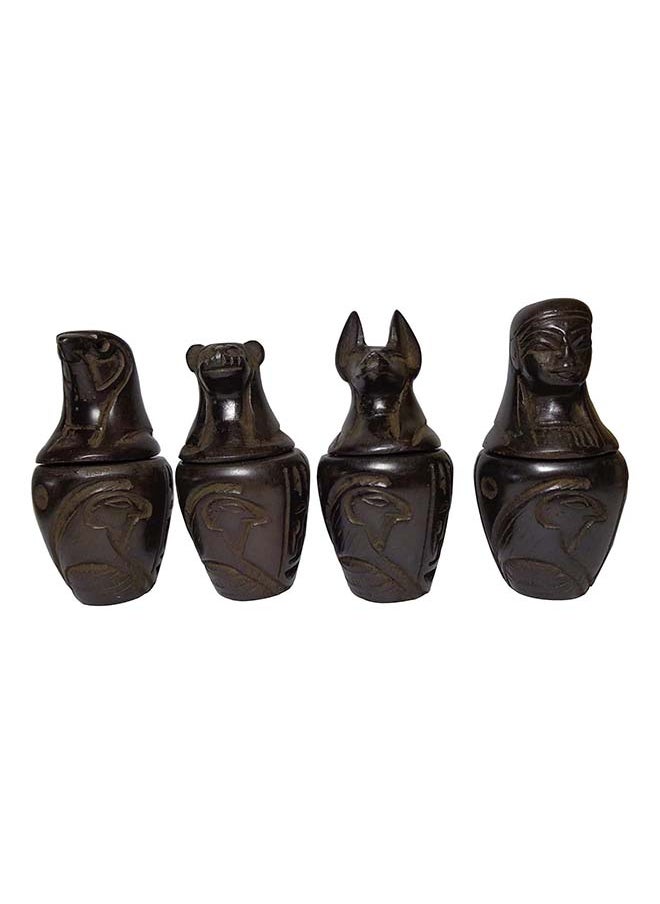 Generic Set Of 4 Egyptian Ancient Canopic Jars Canopy Jar Organs Storage Statue Statues Pharaoh Pharaohs Collection 