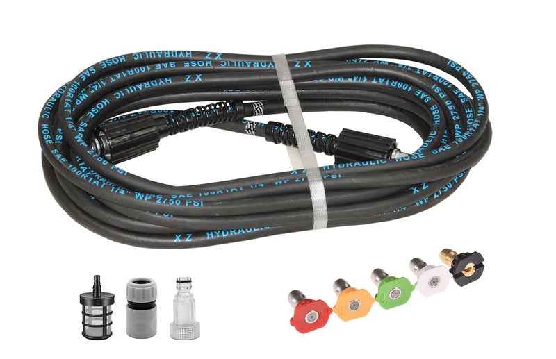 Digital Craft Hydraulic Pressure Washer Hose Pipe 2750PSI M2215 14mm High Pressure Washer Hose Spray Water Hydraulic Pressure Washer Pipe 8MTR3Pc Filter Connector5Pc Nozzel Set