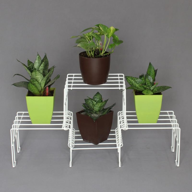 Meshable Moso Plus Flower Pot Stand | Elegant and Functional Floor-Mounted Plant Stand | Rust Free Pot Stand for Indoor & Outdoor DIY Stand for 4 Plants | White - Image 1