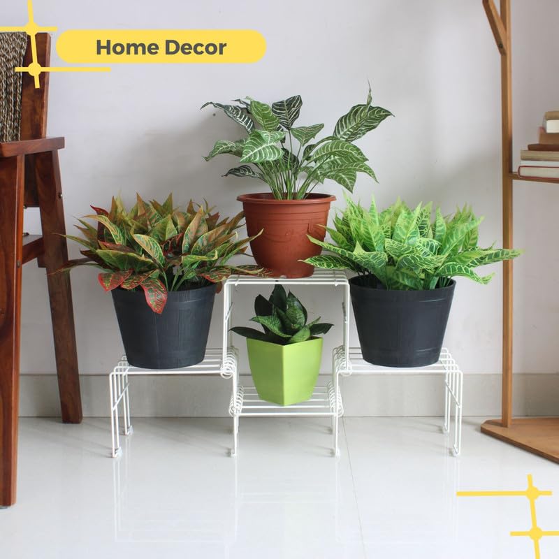 Meshable Moso Plus Flower Pot Stand | Elegant and Functional Floor-Mounted Plant Stand | Rust Free Pot Stand for Indoor & Outdoor DIY Stand for 4 Plants | White - Image 3