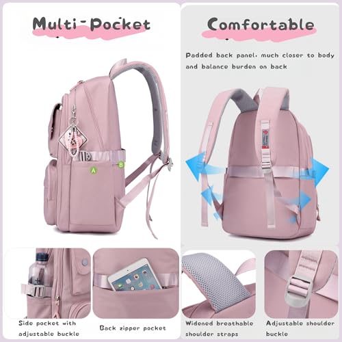 Bansusu 3Pcs Black Backpack for Teen Girls with Lunchbox, School Bag Girls Backpack Bookbag for Kids, Black - Image 5