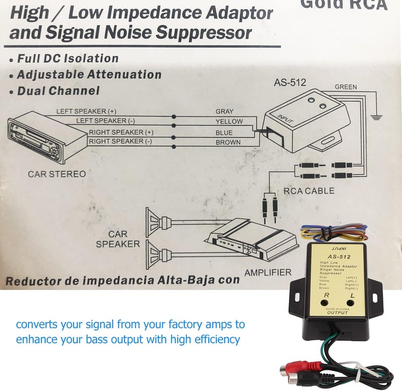 klarako Auto Parts,2 Channel Line High Low Impedance Adapter o Speaker Level Output Converter - Image 2