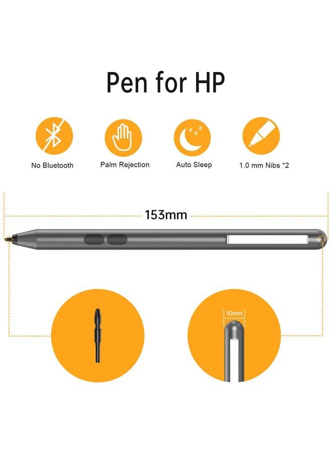 AZX Stylus Active Pen for HP Pavilion x360 11m-ad0 14M-ba0 14-cd0 15-br0 HP Envy x360 15-bp0 15-bq0 x360 15-cn0 X2 12-e0xxX2 12g0xx HP Spectre x360 13-ac0xx 15-blxxx with AAAA Battery & Nib (Grey) - Image 5