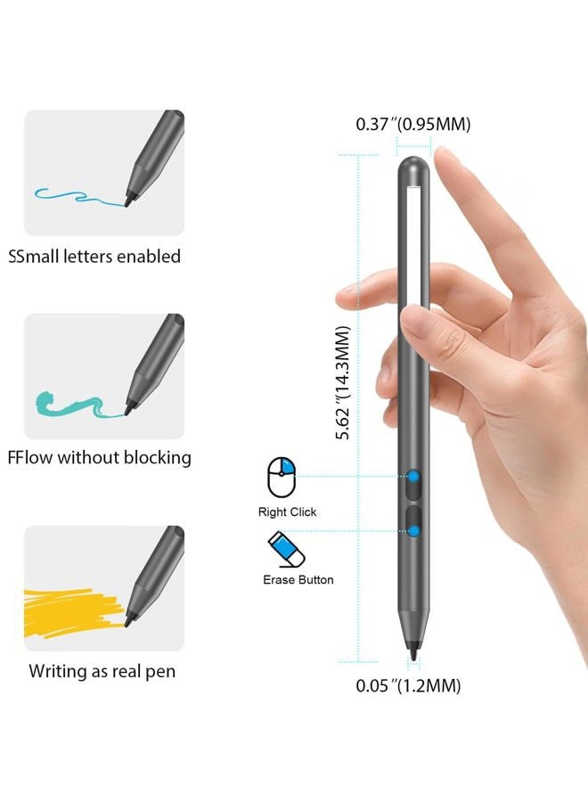 AZX Stylus Active Pen for HP Pavilion x360 11m-ad0 14M-ba0 14-cd0 15-br0 HP Envy x360 15-bp0 15-bq0 x360 15-cn0 X2 12-e0xxX2 12g0xx HP Spectre x360 13-ac0xx 15-blxxx with AAAA Battery & Nib (Grey) - Image 3