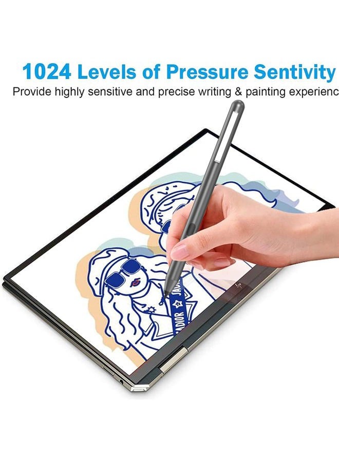 AZX Stylus Active Pen for HP Pavilion x360 11m-ad0 14M-ba0 14-cd0 15-br0 HP Envy x360 15-bp0 15-bq0 x360 15-cn0 X2 12-e0xxX2 12g0xx HP Spectre x360 13-ac0xx 15-blxxx with AAAA Battery & Nib (Grey) - Image 4