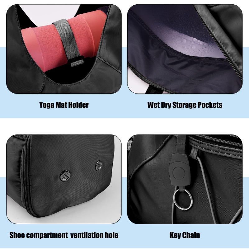 Forestfish Gym Bag For Women With Yoga Mat Holder & Shoe Compartment & Wet Dry Storage Pocket & Adjustable Strap - Image 5