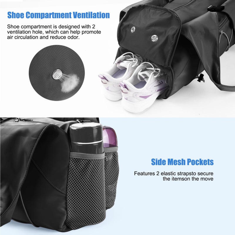 Forestfish Gym Bag For Women With Yoga Mat Holder & Shoe Compartment & Wet Dry Storage Pocket & Adjustable Strap - Image 4