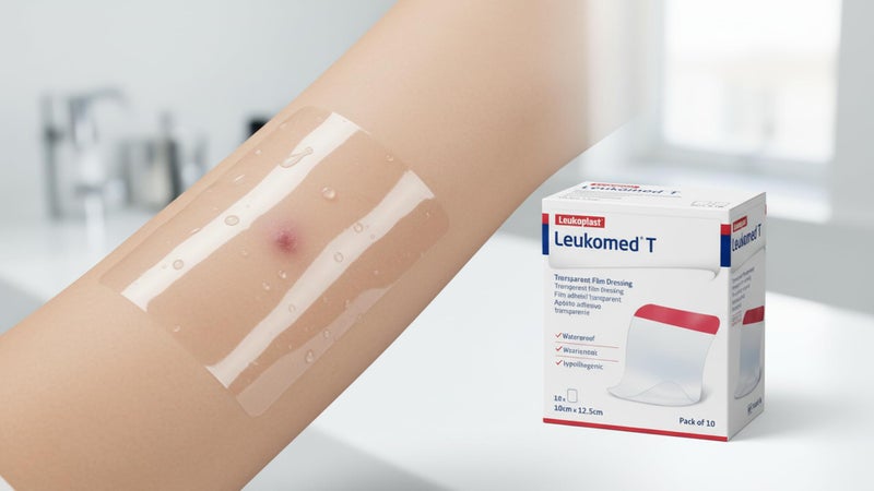 Exhale Leukomed T Transparent Waterproof Film Dressing, Hypoallergenic & Sterile l Dressing for Wound Protection, Post-Surgical Care & Catheter Fixation, 10cm x 12.5cm, Long-Lasting Adhesion, Pack of 10 - Image 2