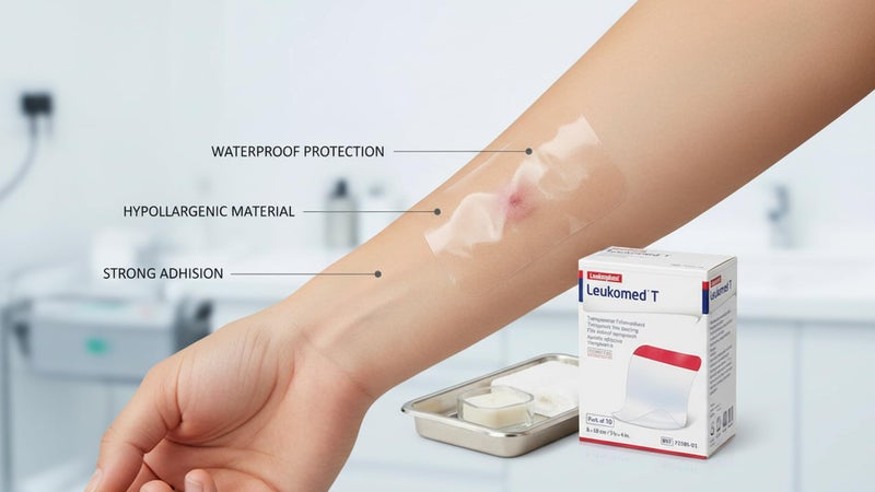Exhale Leukomed T Transparent Waterproof Film Dressing, Hypoallergenic & Sterile l Dressing for Wound Protection, Post-Surgical Care & Catheter Fixation, 10cm x 12.5cm, Long-Lasting Adhesion, Pack of 10 - Image 3