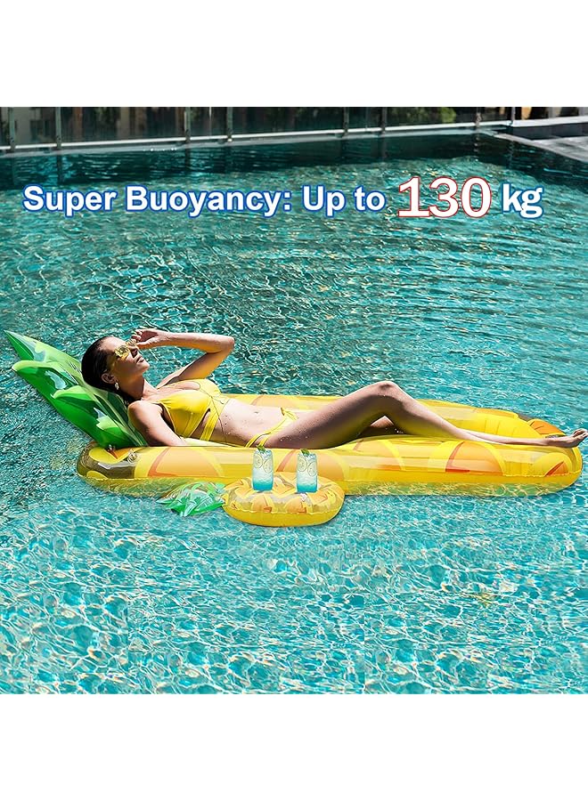 KASTWAVE Pool Inflatable Floats Adult Giant Pineapple Inflatable Pool Floats With Cup Holder 170 Cm Beach Floaties Lounge Luxury Recliner For Summer Outdoor Swimming Pool Party (Yellow) - Image 5