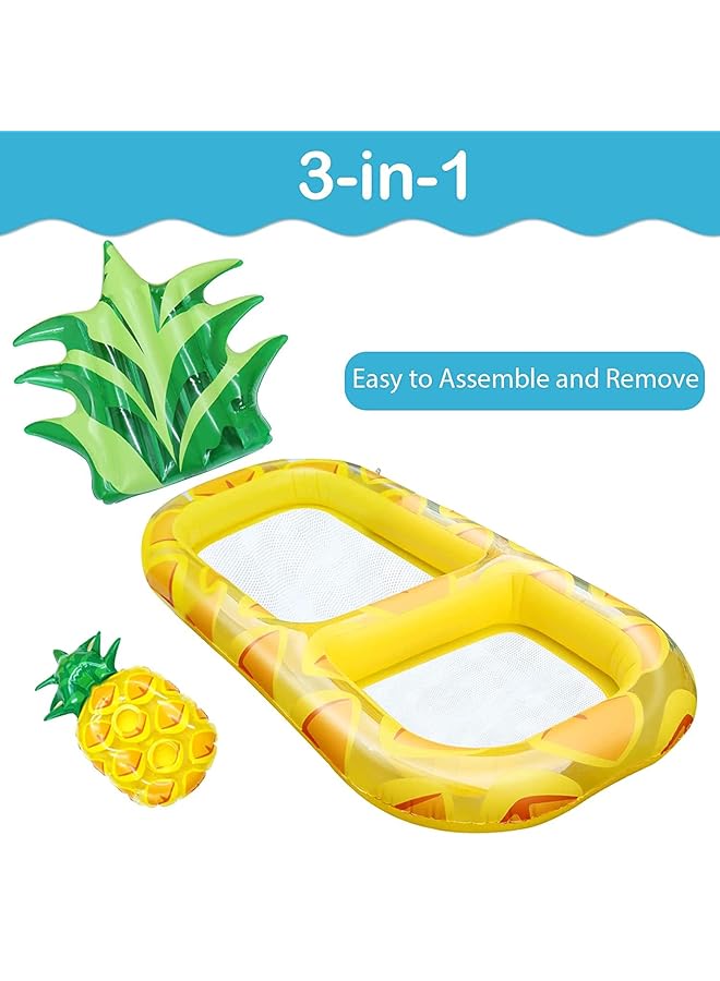 KASTWAVE Pool Inflatable Floats Adult Giant Pineapple Inflatable Pool Floats With Cup Holder 170 Cm Beach Floaties Lounge Luxury Recliner For Summer Outdoor Swimming Pool Party (Yellow) - Image 2