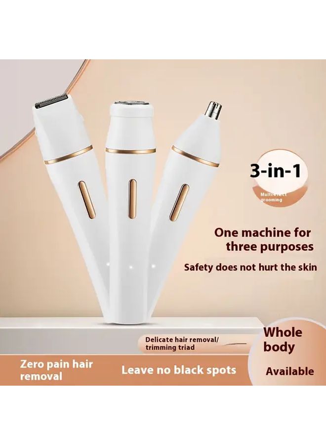 White Cordless Women Electric Trimmer USB Powered Lithium Battery Portable Hair Remover Gentle For Sensitive Skin Bikini Face Body Underarms Legs Arms Chin Personal Grooming Essential Home Travel - Image 2