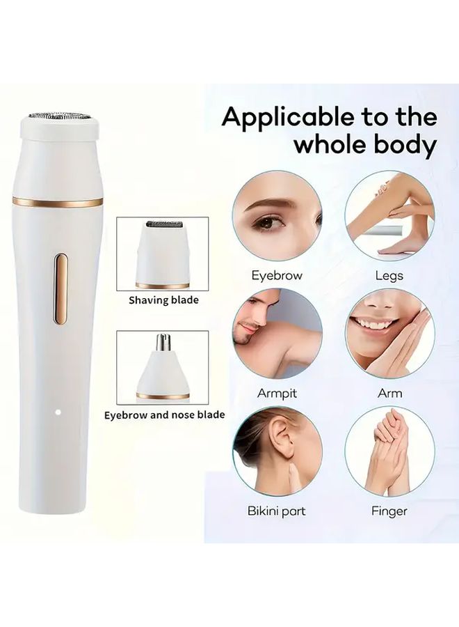 White Cordless Women Electric Trimmer USB Powered Lithium Battery Portable Hair Remover Gentle For Sensitive Skin Bikini Face Body Underarms Legs Arms Chin Personal Grooming Essential Home Travel - Image 1