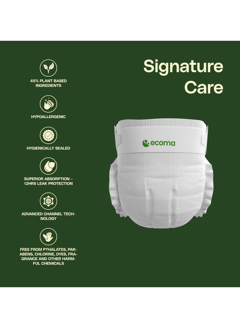 Ecoma حفاضات أطفال نباتية، مضادة للحساسية، مقاس 4 (10-15 كجم)، كبيرة | خالية من المواد الكيميائية | نهاراً وليلاً | ناعمة بشكل فاخر | مناسبة للبشرة الحساسة | بدون رائحة | مختومة صحياً | 45% نباتية - Image 3