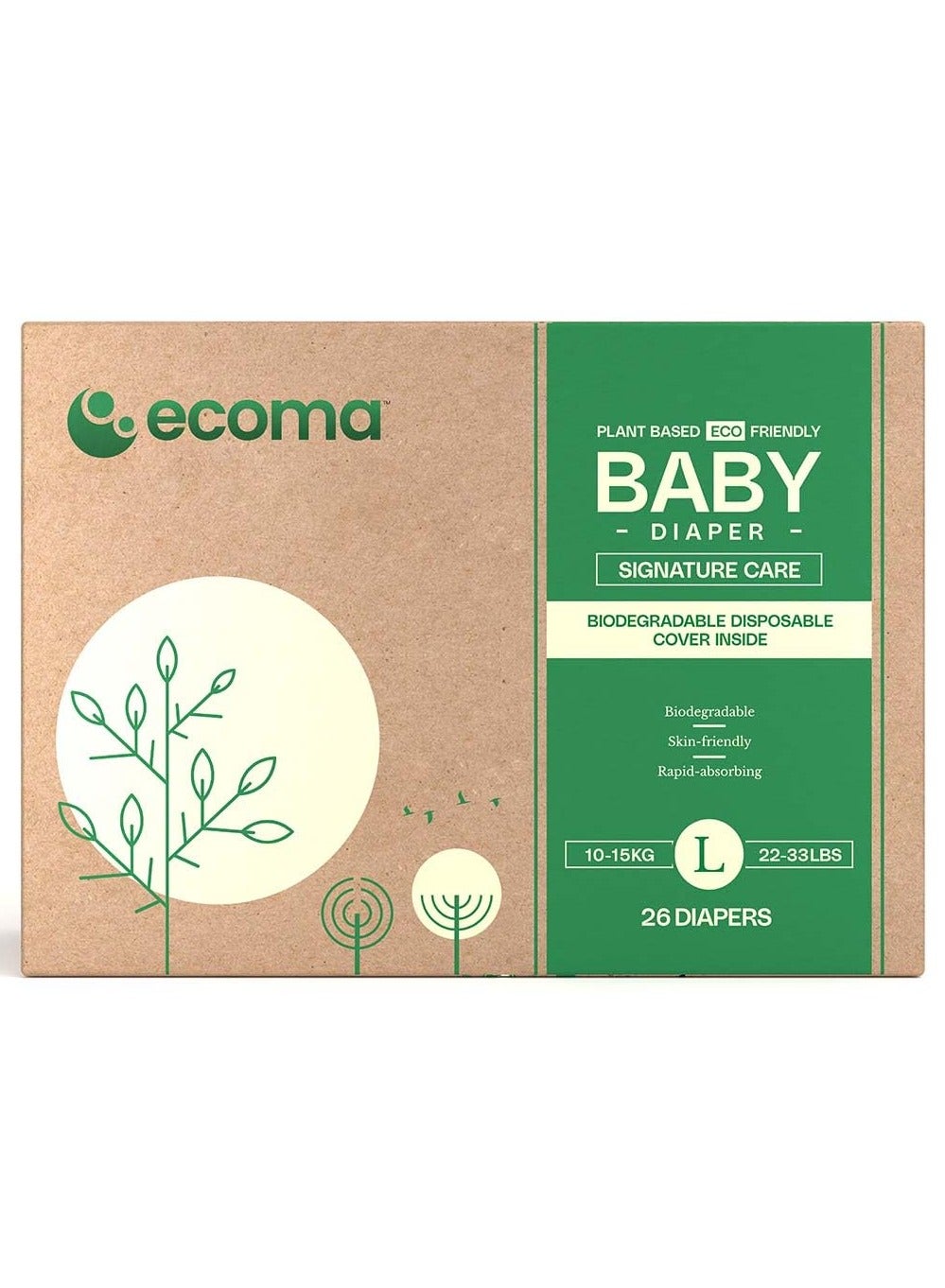 Plant Based, Hypoallergenic Baby Diapers Size 4(10-15Kg), Large | Chemical Free | Day & Overnight | Luxuriously Soft | Suitable for Sensitive Skin | Unscented | Hygienically Sealed | 45% plant based