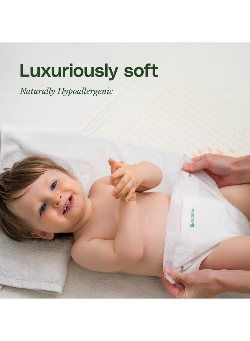 Ecoma حفاضات أطفال نباتية، مضادة للحساسية، مقاس 4 (10-15 كجم)، كبيرة | خالية من المواد الكيميائية | نهاراً وليلاً | ناعمة بشكل فاخر | مناسبة للبشرة الحساسة | بدون رائحة | مختومة صحياً | 45% نباتية - Image 4