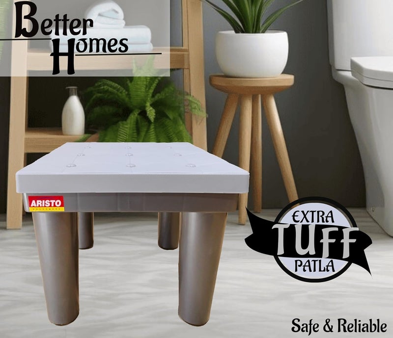 Nabhya Premium Aesthetic Design Strong Support Stool with Anti-Slip with Strong Bearing Stool for Bathroom Bedroom Durable & Multipurpose for Home & Kitchen (Grey) - Image 3