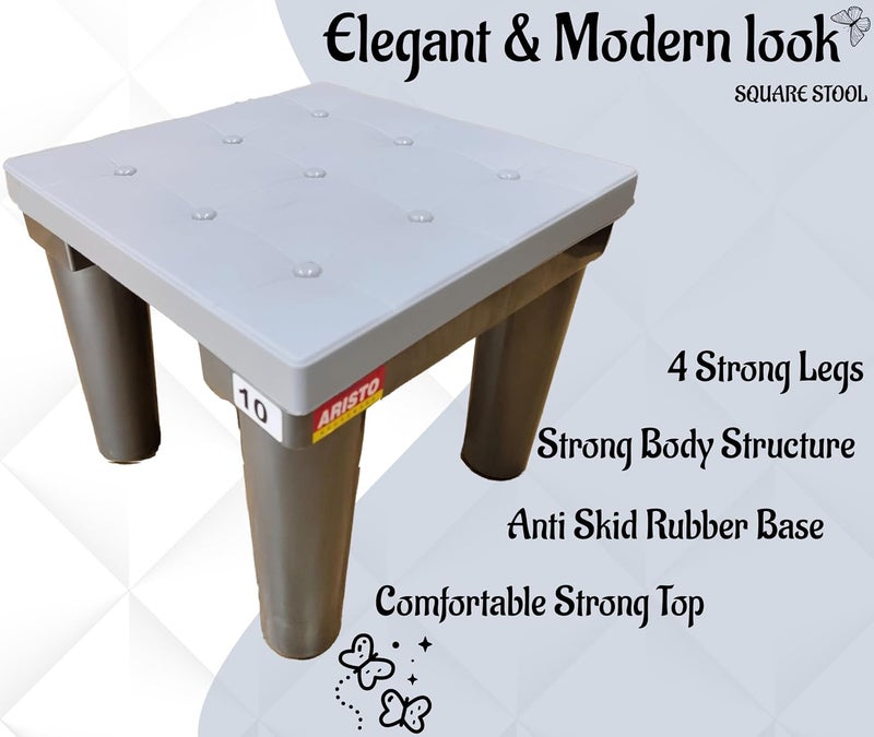 Nabhya Premium Aesthetic Design Strong Support Stool with Anti-Slip with Strong Bearing Stool for Bathroom Bedroom Durable & Multipurpose for Home & Kitchen (Grey) - Image 4