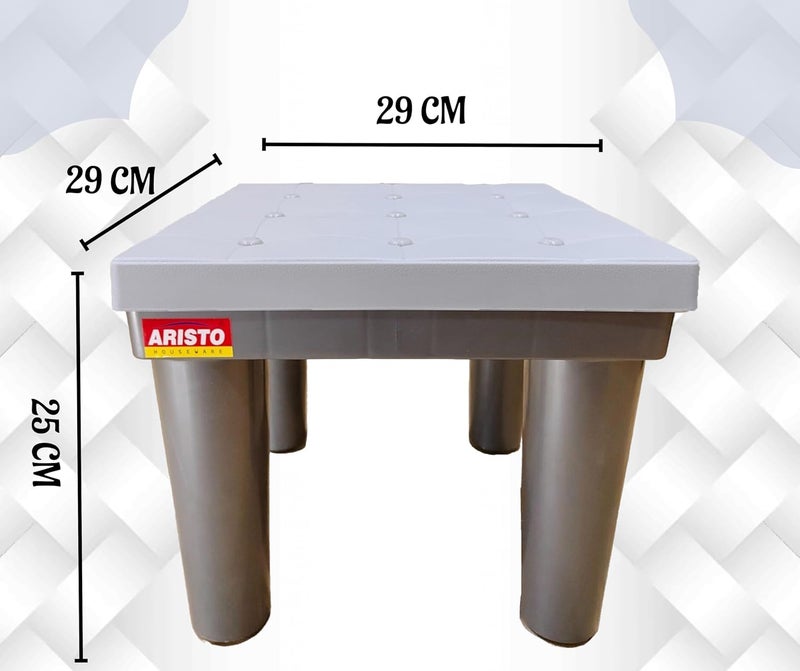 Nabhya Premium Aesthetic Design Strong Support Stool with Anti-Slip with Strong Bearing Stool for Bathroom Bedroom Durable & Multipurpose for Home & Kitchen (Grey) - Image 2