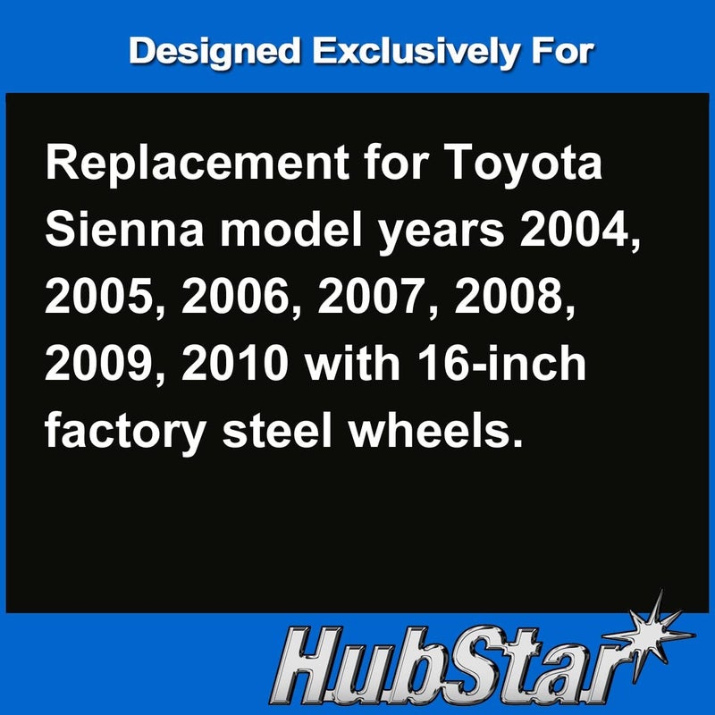 HubStar Premium Replica Hubcap for Toyota Sienna 2004-2010, 16-inch Silver Wheel Cover - Image 4