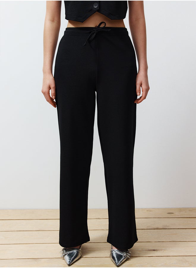 trendyol - Black Buttoned V Neck Wide Leg Knitted Vest/Pants Top-Bottom Set TWOSS24AU00017 - Image 1