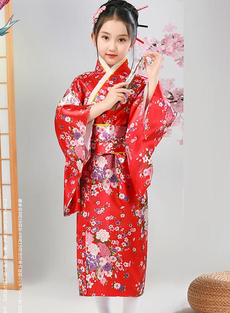 Al Aoyama Al Aoyama Japanese Costume Girl Deluxe Blossom Kimono Yukata Robe with OBI Belt Party  Fancy Dress  - Image 2
