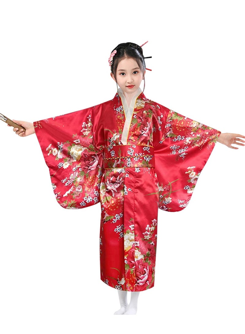 Al Aoyama Al Aoyama Japanese Costume Girl Deluxe Blossom Kimono Yukata Robe with OBI Belt Party  Fancy Dress  - Image 1