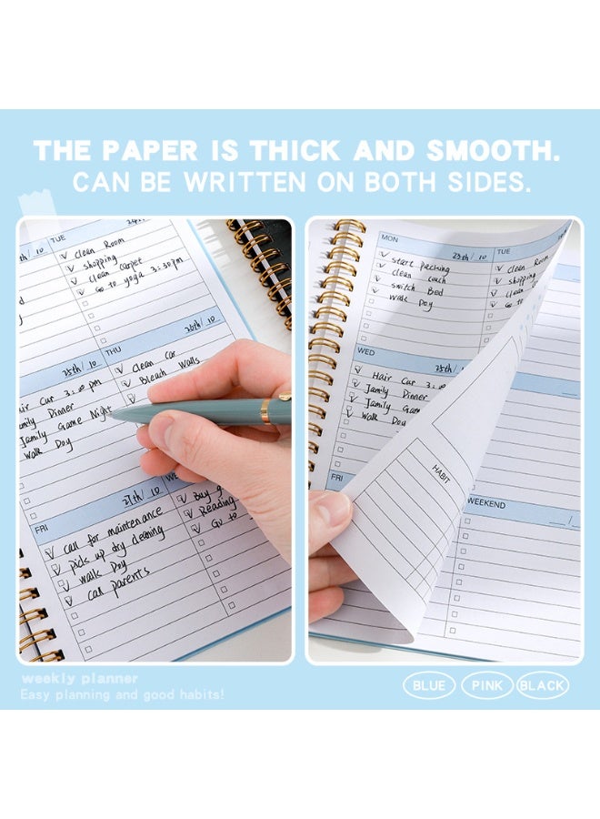 JoyousSto Weekly Planner Undated, A5 To Do List Notebook Weekly Goals Schedule Planner Daily Planner Notebook Weekly Goals Planner for Work & Personal Life(Blue) - Image 2