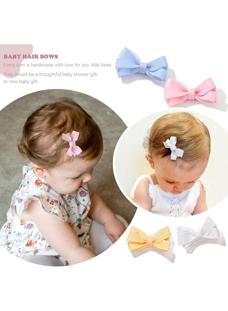 ATRJSZ 28 Pack 2 Inch Mini Bow Snap Clips, Baby Girls Grosgrain Ribbon Bows and Tiny Hair Clips for Fine Hair, Handmade Boutique Barrettes for Infants and Toddlers, 14 Assorted Colors, Multicolor - Image 4