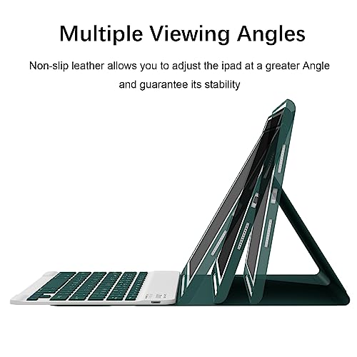 Divufus Keyboard Case for iPad 9th/8th/7th Generation 10.2 Inch [Magnetic Detachable Wireless Keyboard][Support 3 System] Flip Stand Case with Pencil Holder for iPad 10.2 2021/2020/2019, Dark Green - Image 2