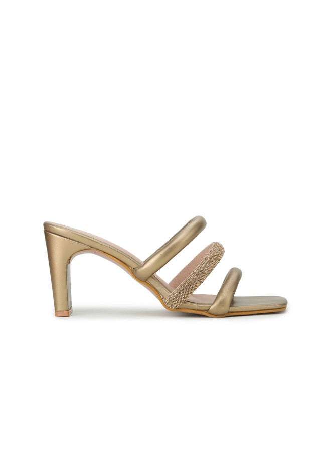 She Zone Copper-Toned Block Sandals for Women - Image 4