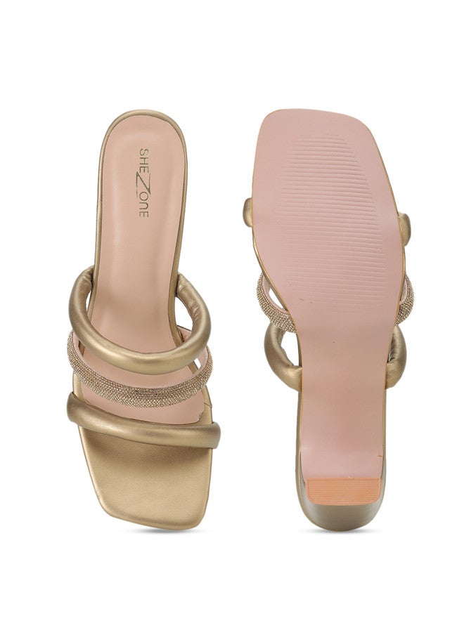 She Zone Copper-Toned Block Sandals for Women - Image 5